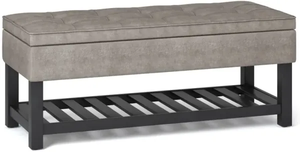 Cosmopolitan - Storage Ottoman Bench With Open Bottom - Distressed Gray Taupe