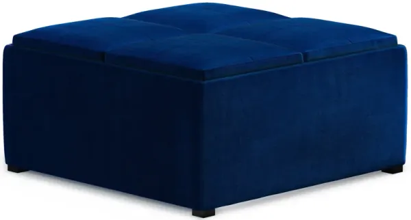 Avalon - Square Coffee Table Storage Ottoman - Blue