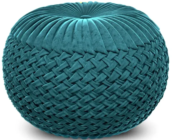 Grafton - Velvet Round Pouf - Teal