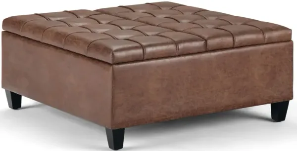 Harrison - Coffee Table Storage Ottoman - Distressed Umber Brown