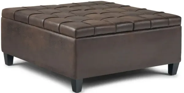 Harrison - Coffee Table Storage Ottoman - Distressed Brown