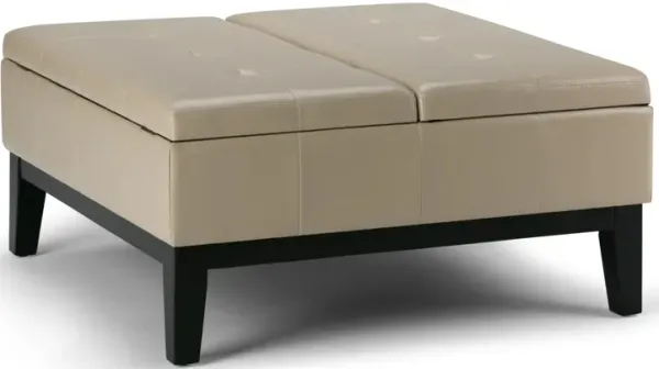 Dover - Square Coffee Table Storage Ottoman - Satin Cream