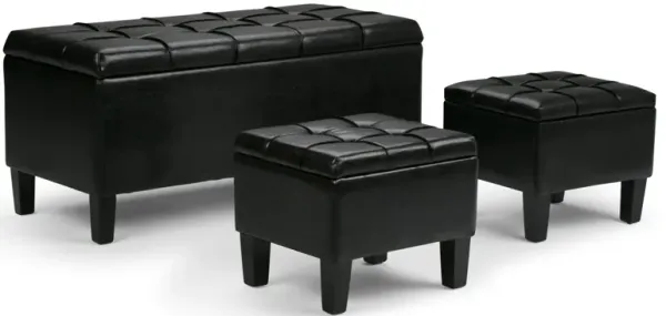 Dover - 3 Piece Storage Ottoman - Midnight Black