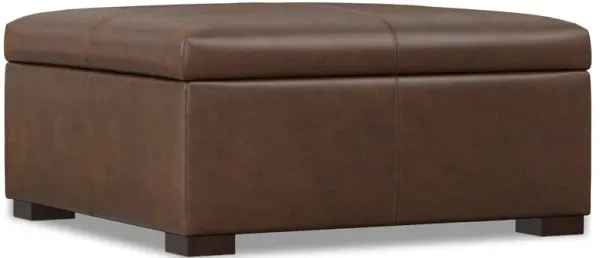 Gabbie - Square Coffee Table Upholstered Storage Ottoman - Brown