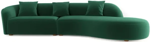 Elijah - Japandi Style Curvy Sectional Sofa - Green
