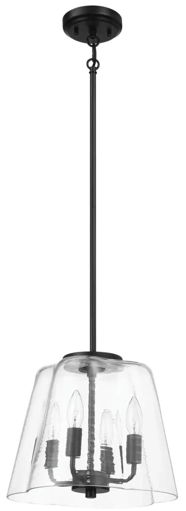 Soiree - 4 Candle Lights Pendant - Black / Clear