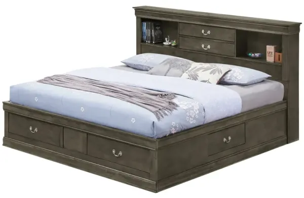 Louis Phillipe - King Storage Bed - Gray