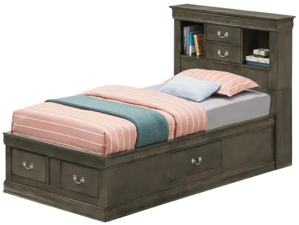 Louis Phillipe - Twin Storage Bed - Gray