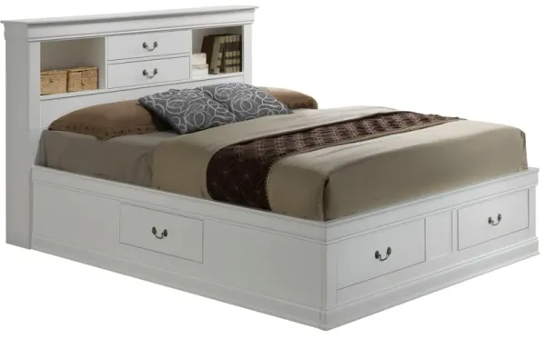 Louis Phillipe - Full Storage Bed - White