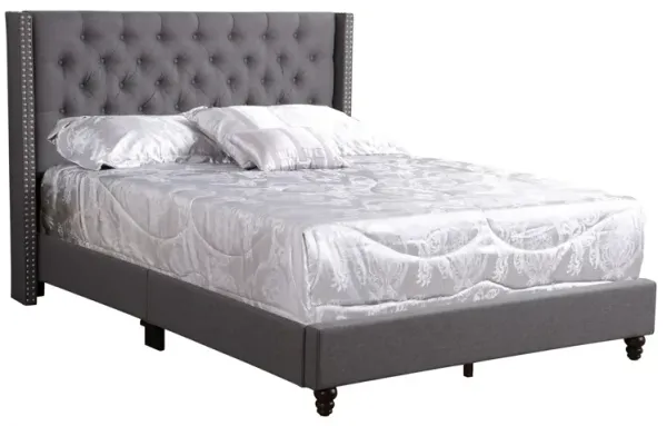 Queen Transitional Upholstered Bed - Gray