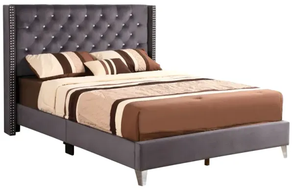 Full Upholstered Transitional Bed - Gray