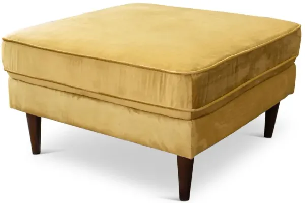 Amber - Square Upholstered Ottoman Velvet - Yellow