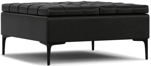 Laura - Lift Top Storage Ottoman - Black