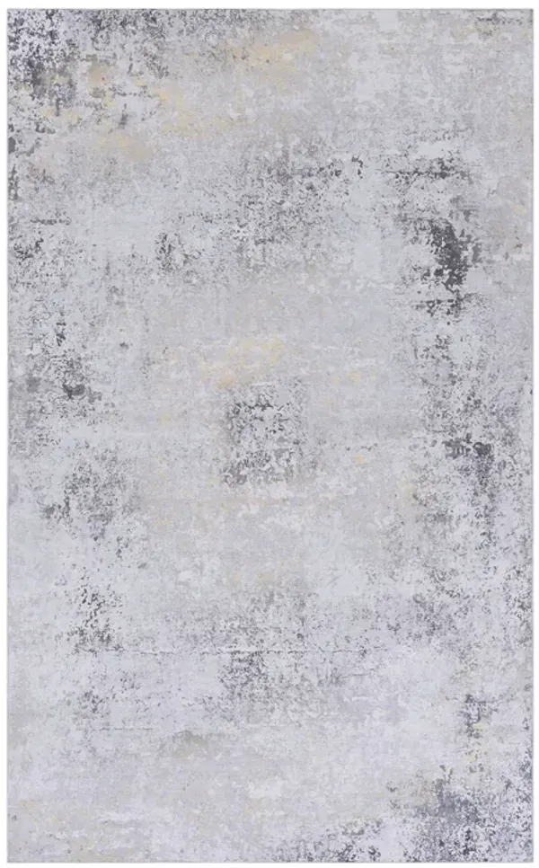 Maval - 5' X 8' Washable Area Rug - Gray / Gold