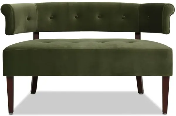 Jared - Roll Arm Tufted Bench Settee - Olive Green