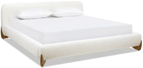 Alpine - King Puffy Modern Platform Bed - Ivory White