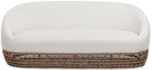 Willow - Upholstered Woven Patio Deep Seating Sofa, Wicker Frame - Wheat Beige / Golden Brown