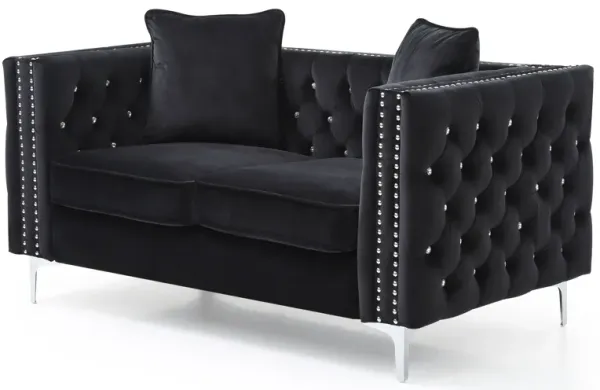 Modern Track Arm Loveseat - Black