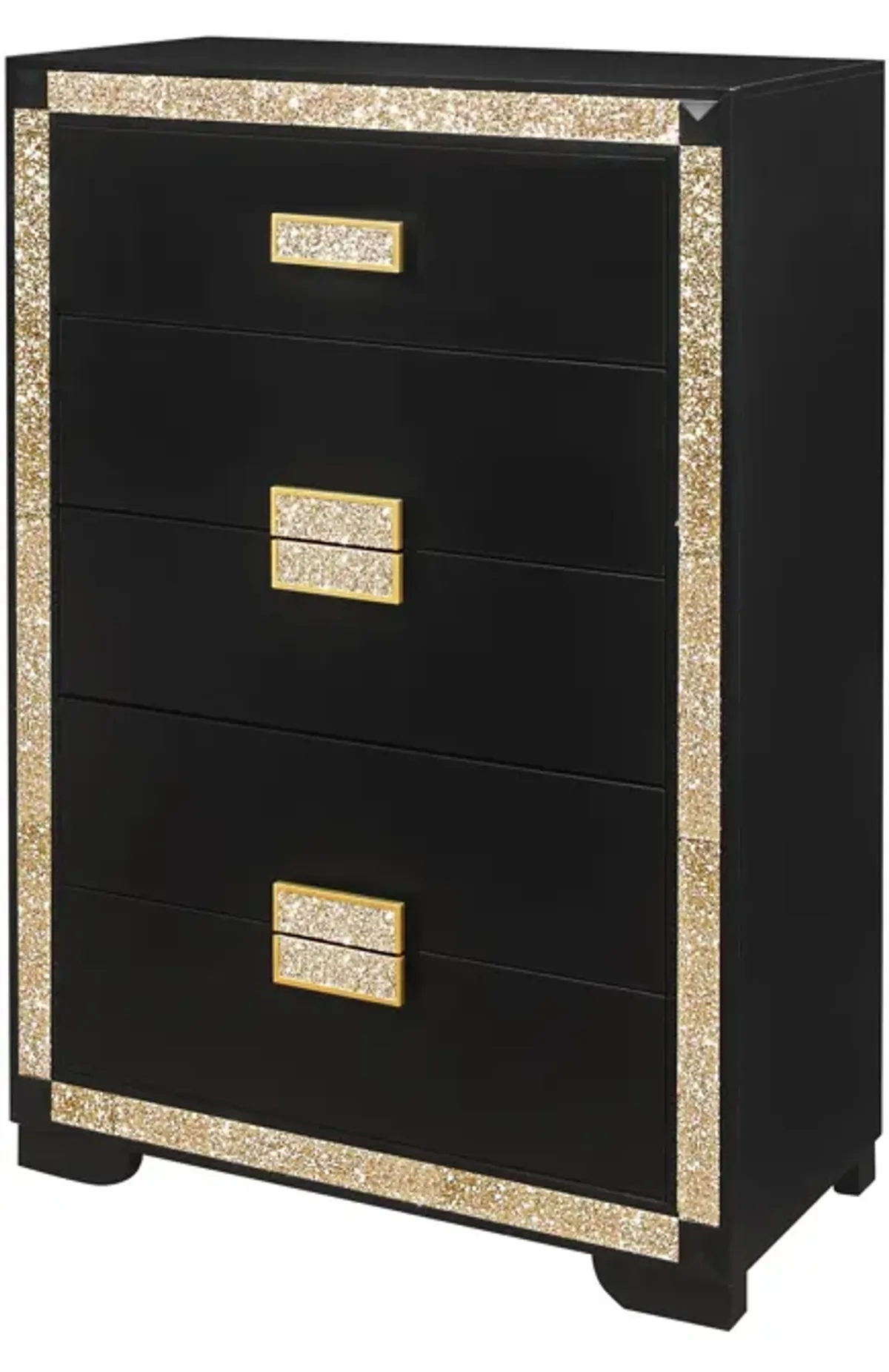 Lively - Chest With Glitter Detail And Thick Bar Handle Hardware - Black