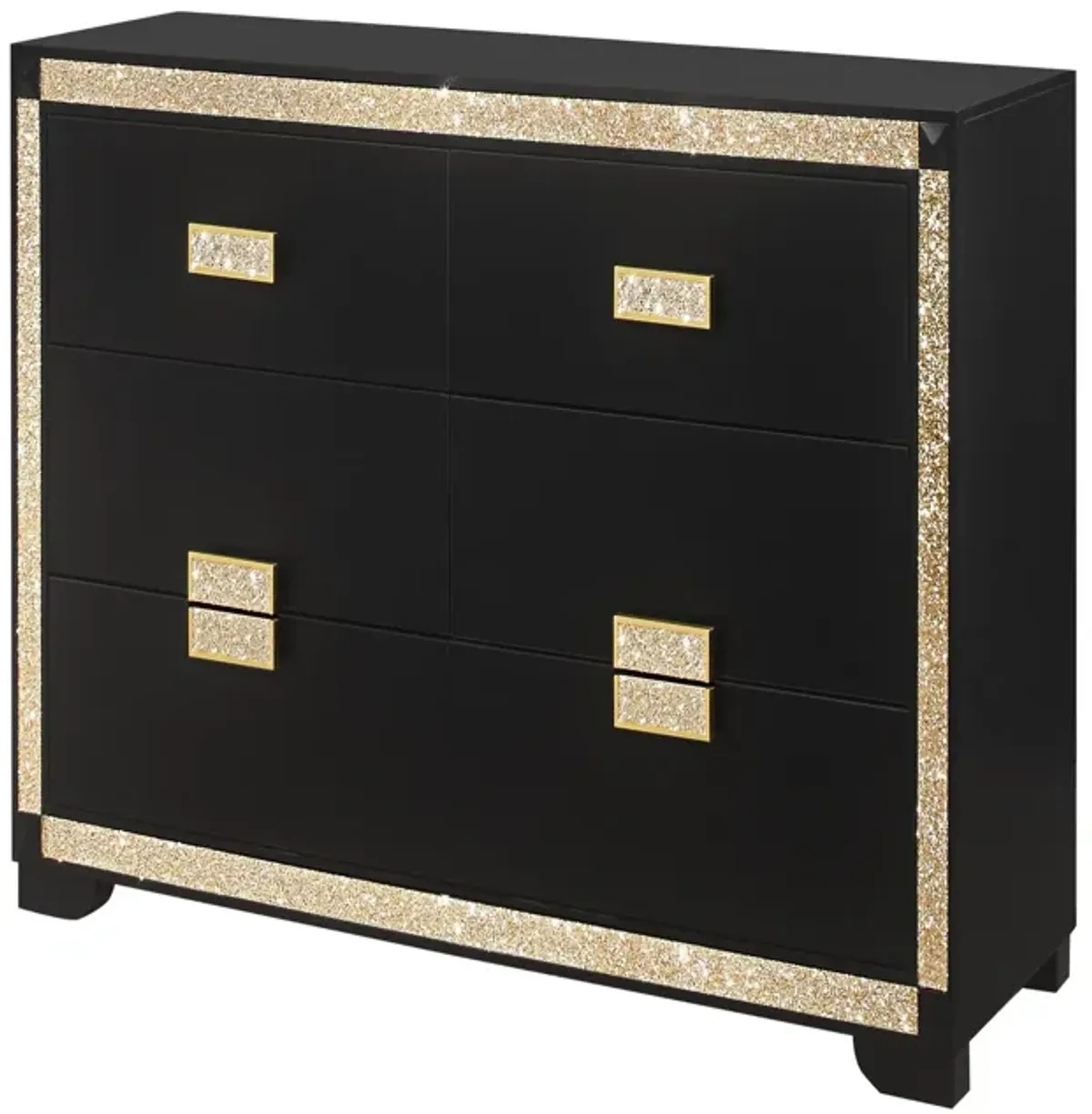 Lively - Dresser With Glitter Detail And Thick Bar Handle Hardware - Black
