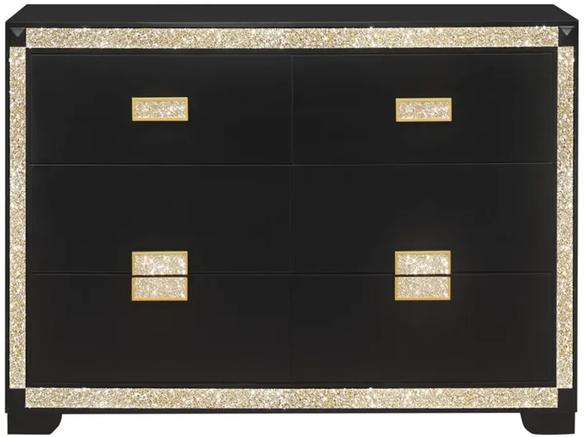 Lively - Dresser With Glitter Detail And Thick Bar Handle Hardware - Black