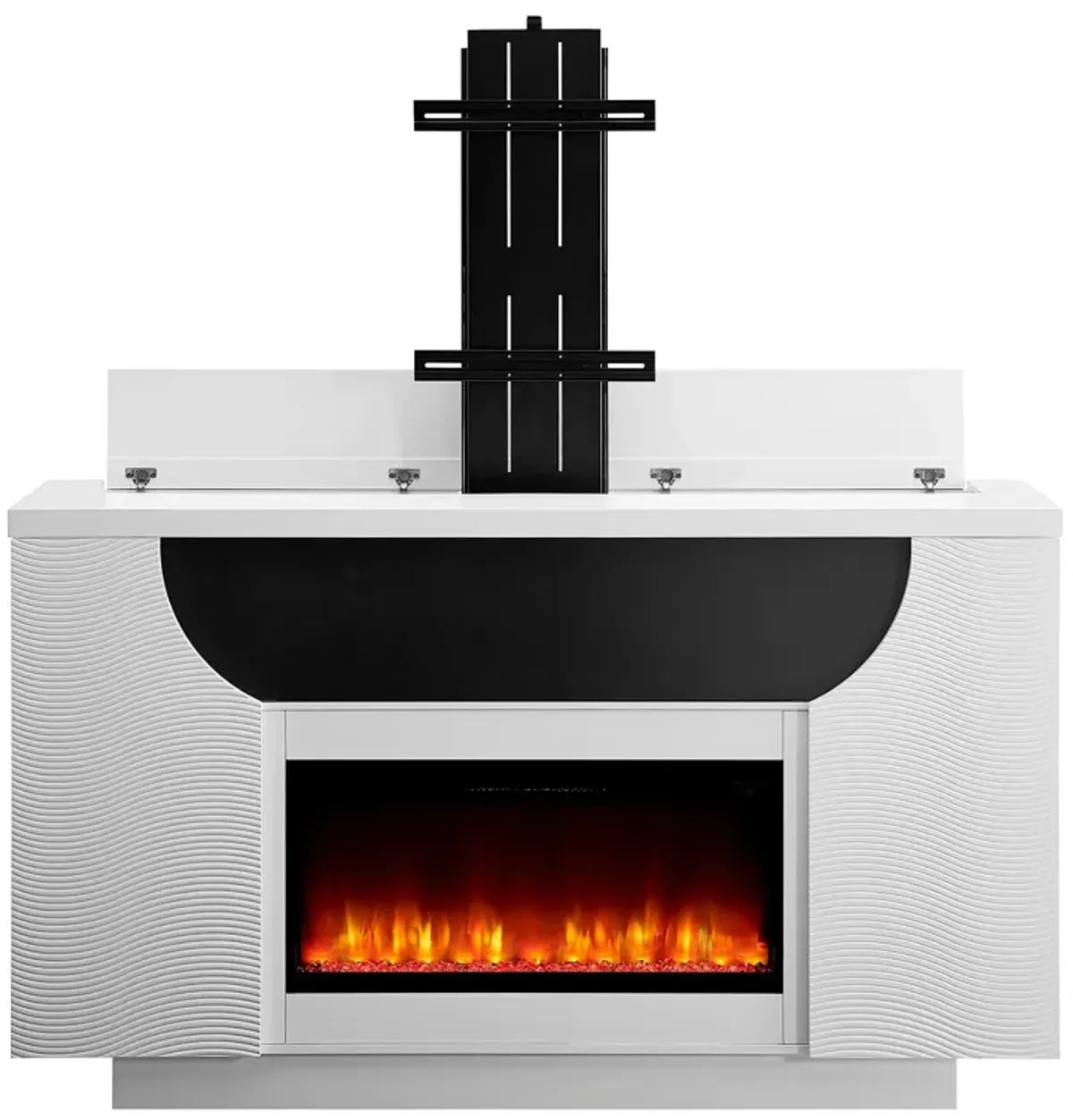 Aurora - Fireplace TV Lift With Adjustable Temperature And LED Colors - White