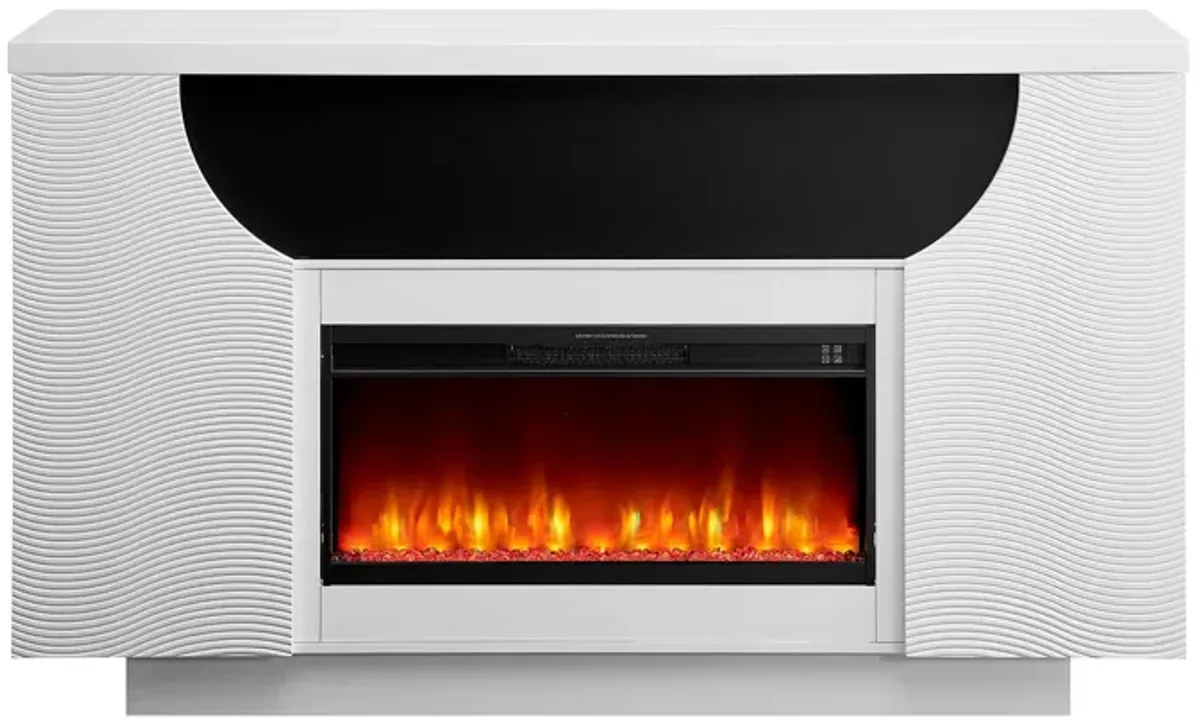 Aurora - Fireplace TV Lift With Adjustable Temperature And LED Colors - White