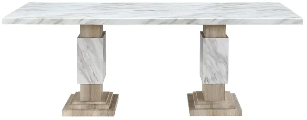 Stacey - Dining Table With Pedestal Base - Beige