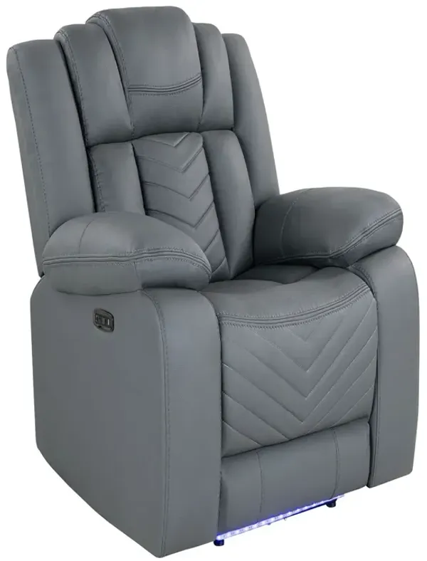 Raize - Power Recliner With LED Functionality - Gray