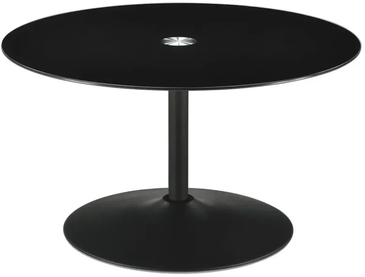 Ganso - Round Metal Coffee Table With Tempered Glass Top