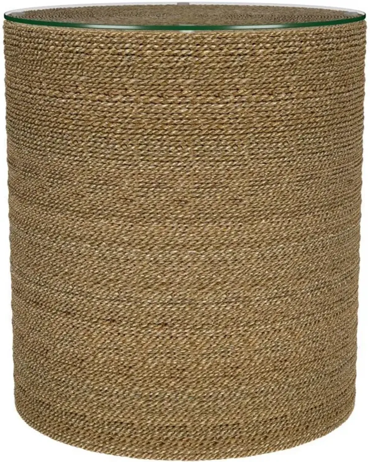 Halden - Round Woven Seagrass Accent Side Table - Light Brown