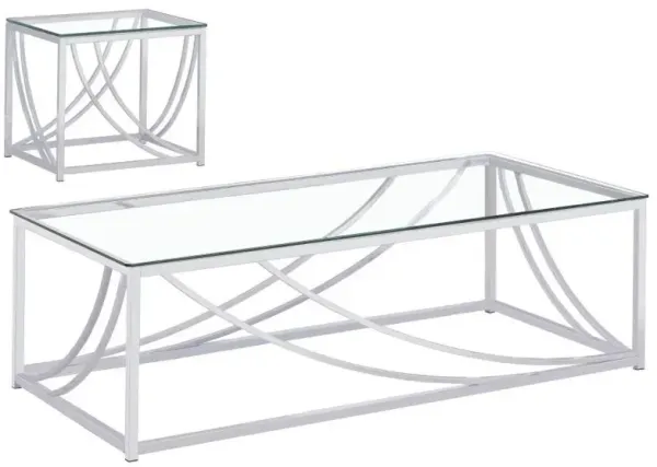 Lille - 2 Piece Glass Top Coffee And End Table Set - Chrome
