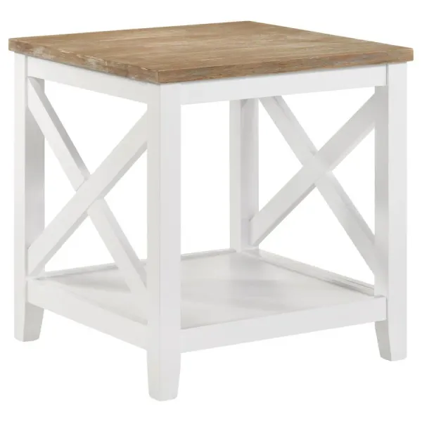 Hollis - Square Wood Table With Shelf