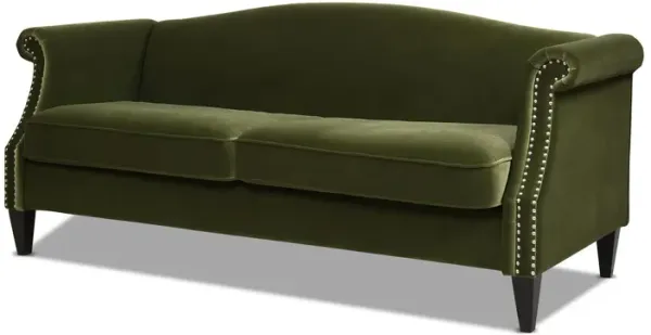 Elaine - Camel Back Small Space Sofa - Olive Green