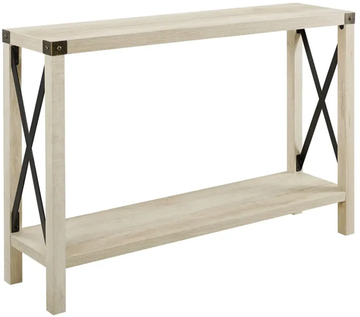 Farmhouse Metal X Table With Lower Shelf