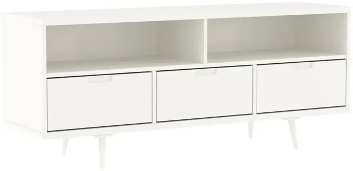 Mid-Century Modern Minimalist 3 Drawer Corner TV Stand For TVs Up To 58