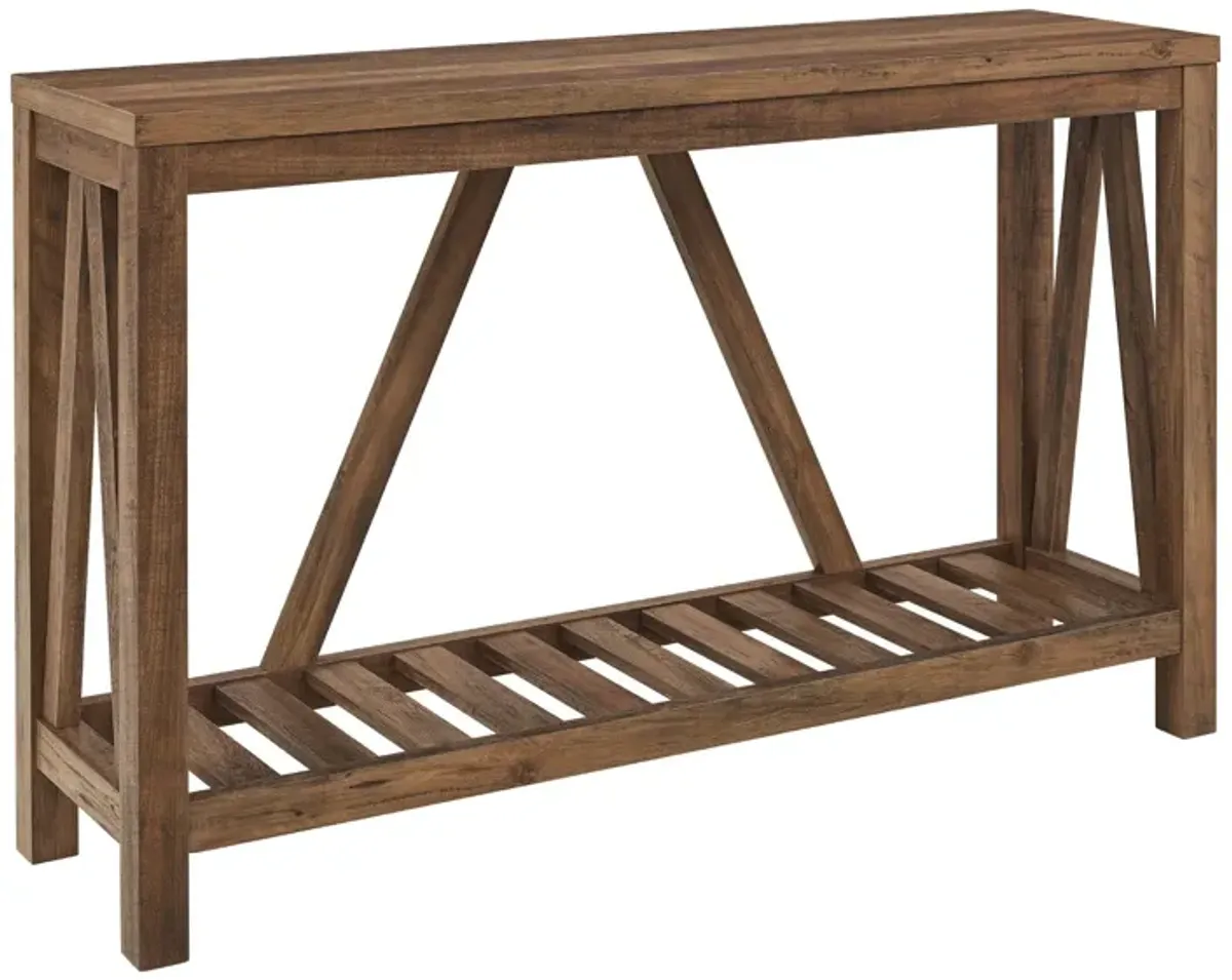 Farmhouse A Frame Entry Table With Lower Shelf