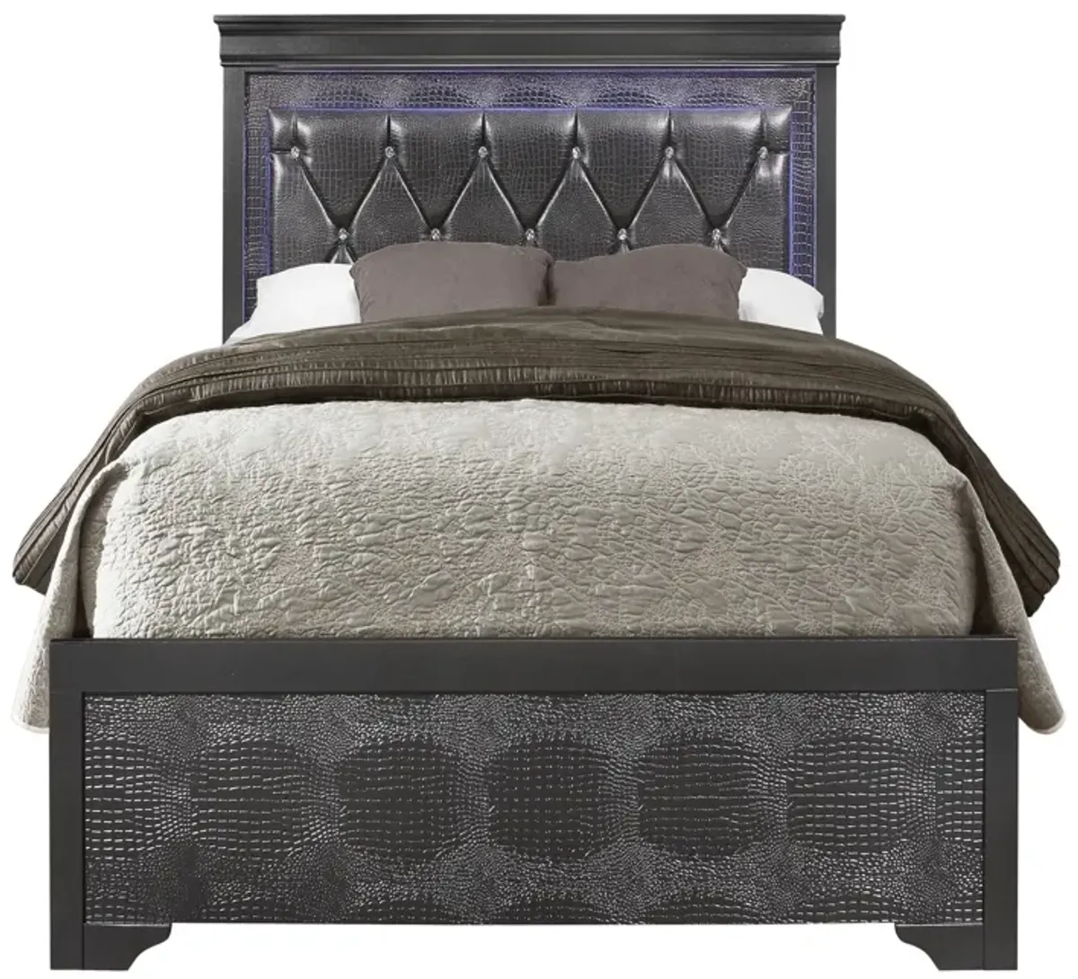 Shaker - Bed With LED Lighting And Crystal Inspired Tufted Headboard