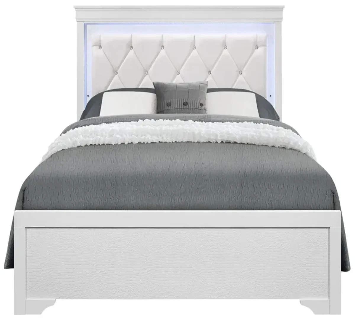 Shaker - Bed With LED Lighting And Crystal Inspired Tufted Headboard