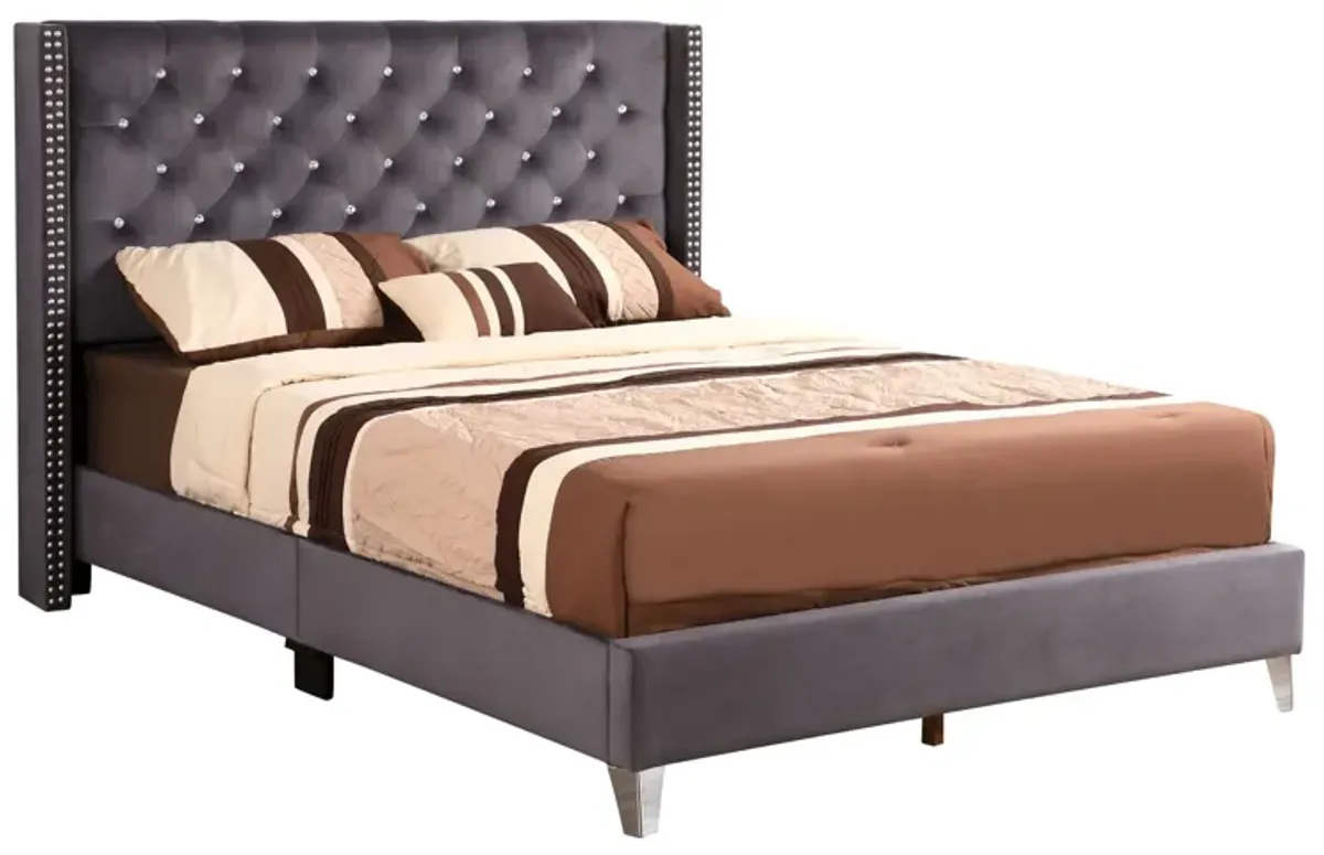 Upholstered Nailhead Trim Chic Bed