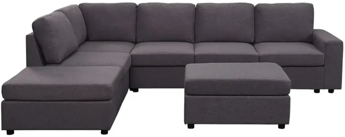 Cassia - 7 Seat Reversible Modular Sectional Sofa With Ottoman