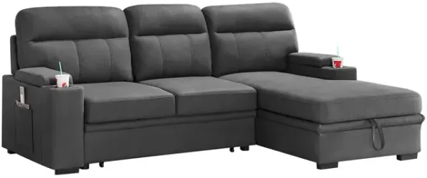 Kaden - Sleeper Sectional Sofa Chaise With Storage Arms And Cupholder