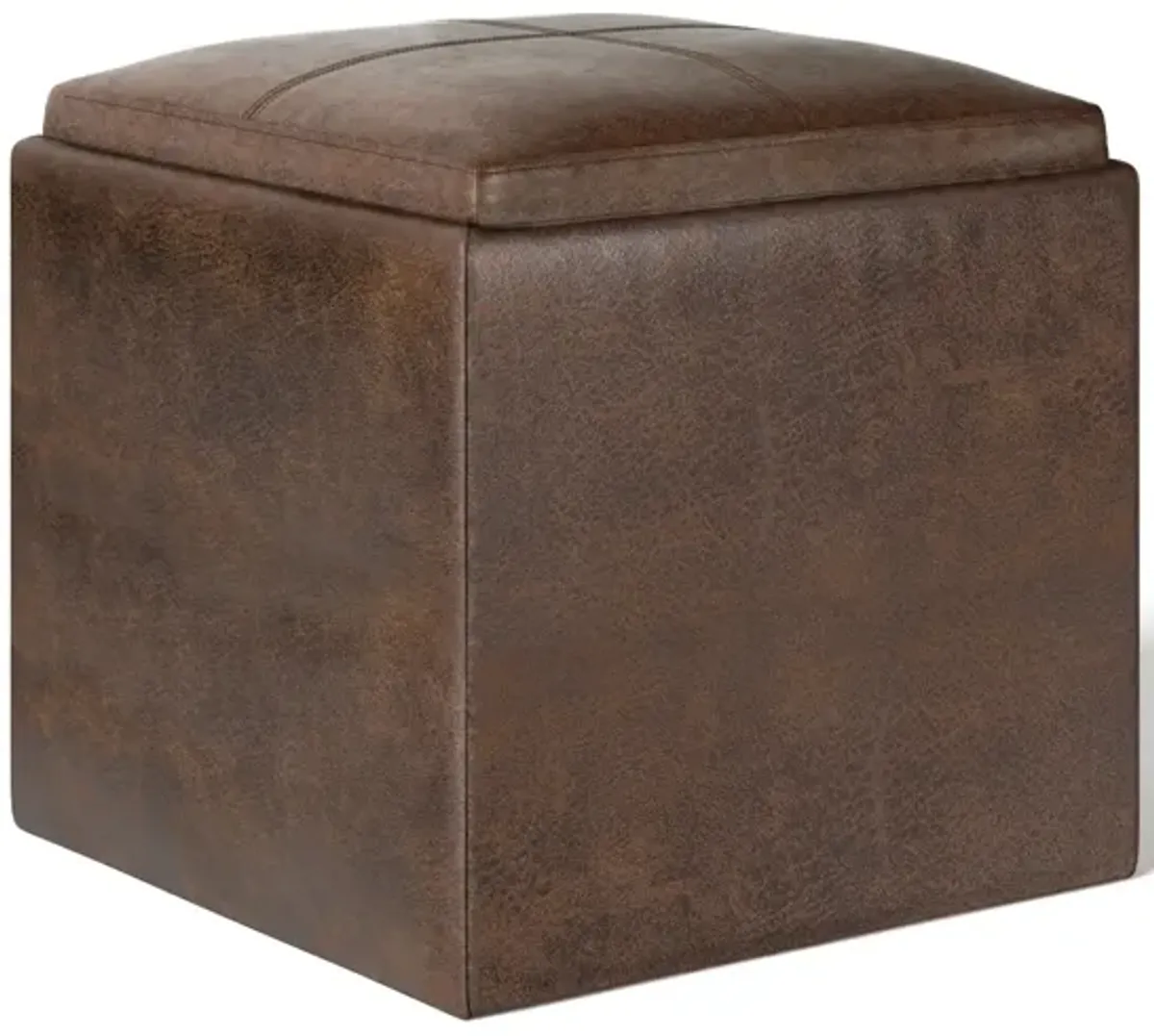 Rockwood - Upholstered Cube Storage Ottoman With Tray