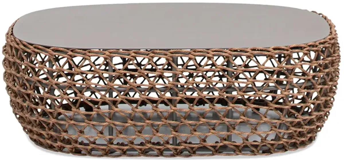 Willow - Oval Woven Patio Coffee Table, Wicker Frame