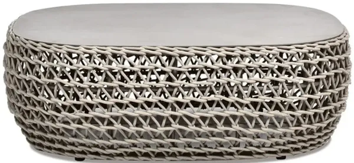 Willow - Oval Woven Patio Coffee Table, Wicker Frame