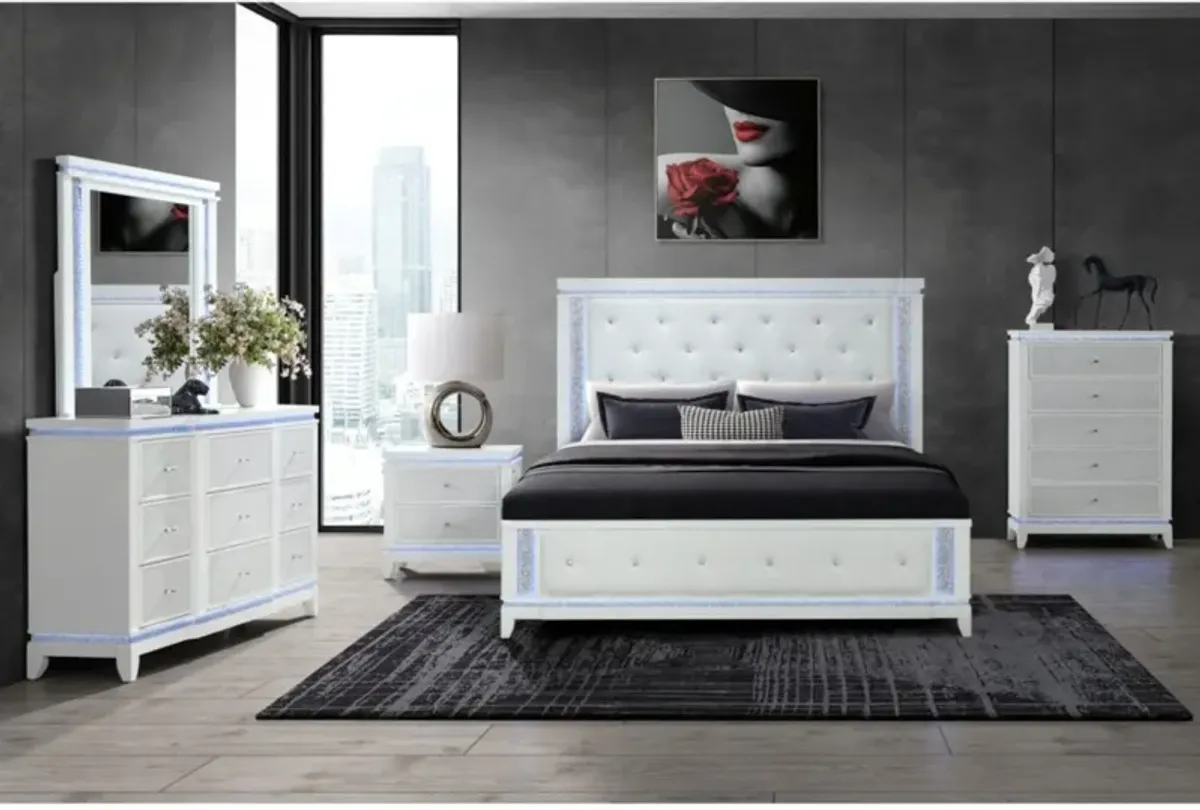 Adalid - 5 Pieces Bedroom Set With LED Lights And Glittered Detailing