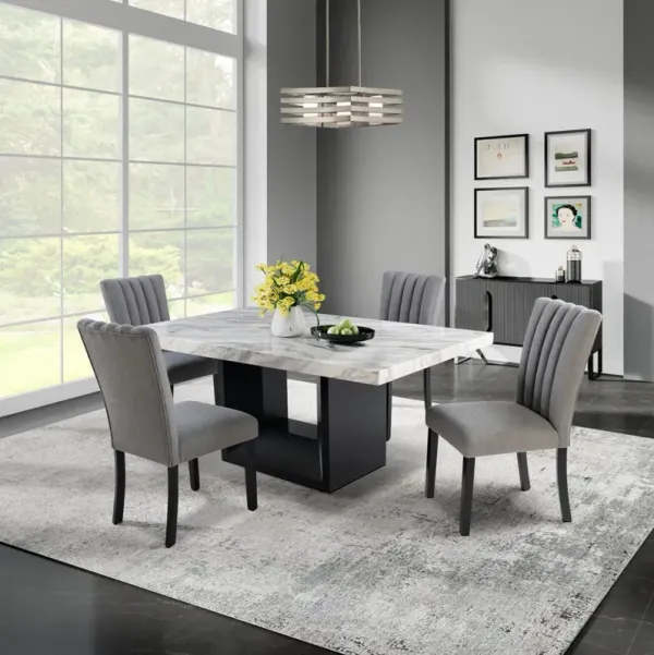 Sheena - 5 Piece Dining Table Set With Base And Chairs - Black