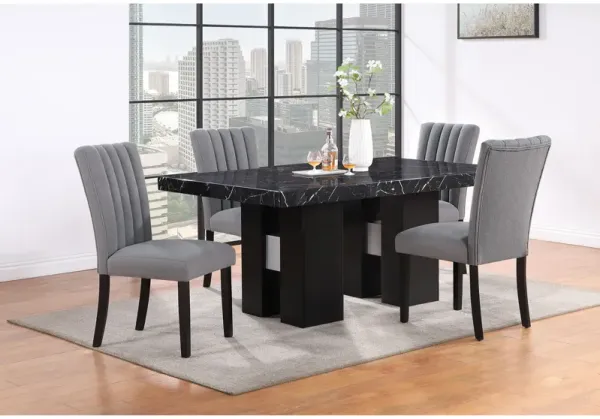 Jhoanna 5 Piece Dining Table Set With Chairs - Black