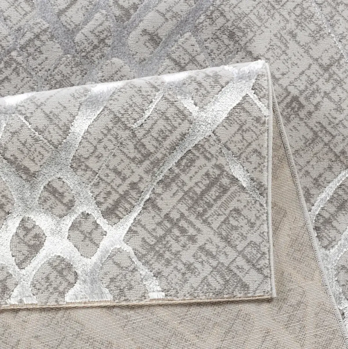 .Vogue Gray & Silver Modern Area Rug 6'6" x 9'0"