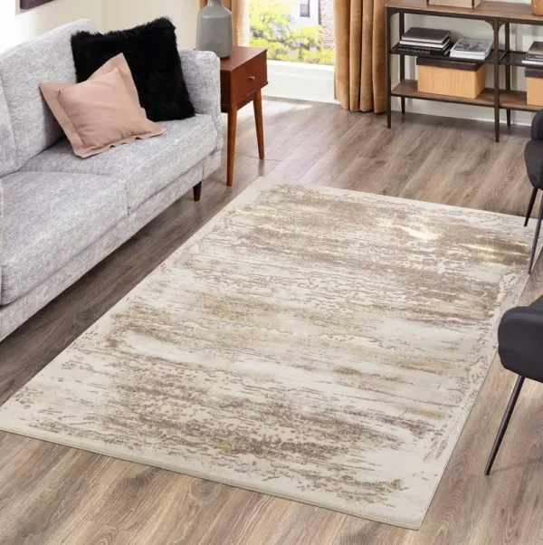 .Bloom Beige & Gold Abstract Area Rug 6'6" x 9'0